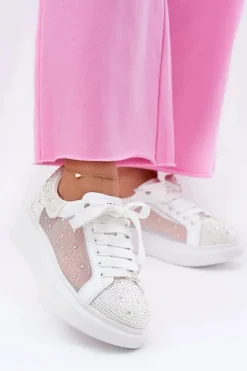 Zdobione Sneakersy Na Platformie GOE RR2N4003 Białe