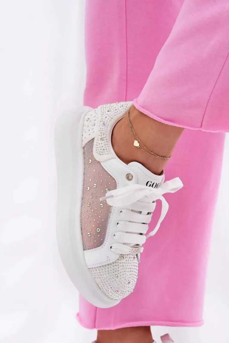 Zdobione Sneakersy Na Platformie GOE RR2N4003 Białe