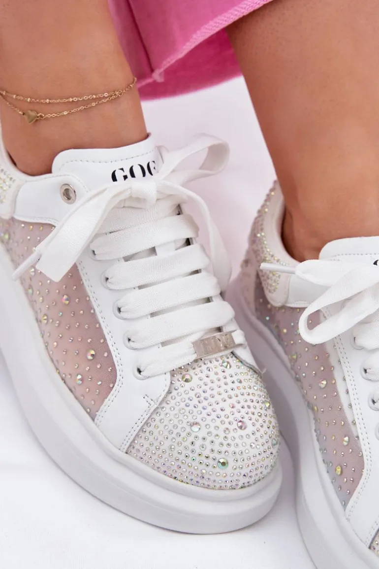Zdobione Sneakersy Na Platformie GOE RR2N4003 Białe