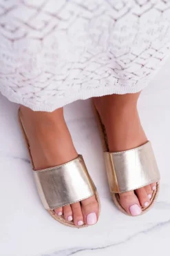 Złote Damskie Klapki Mindset